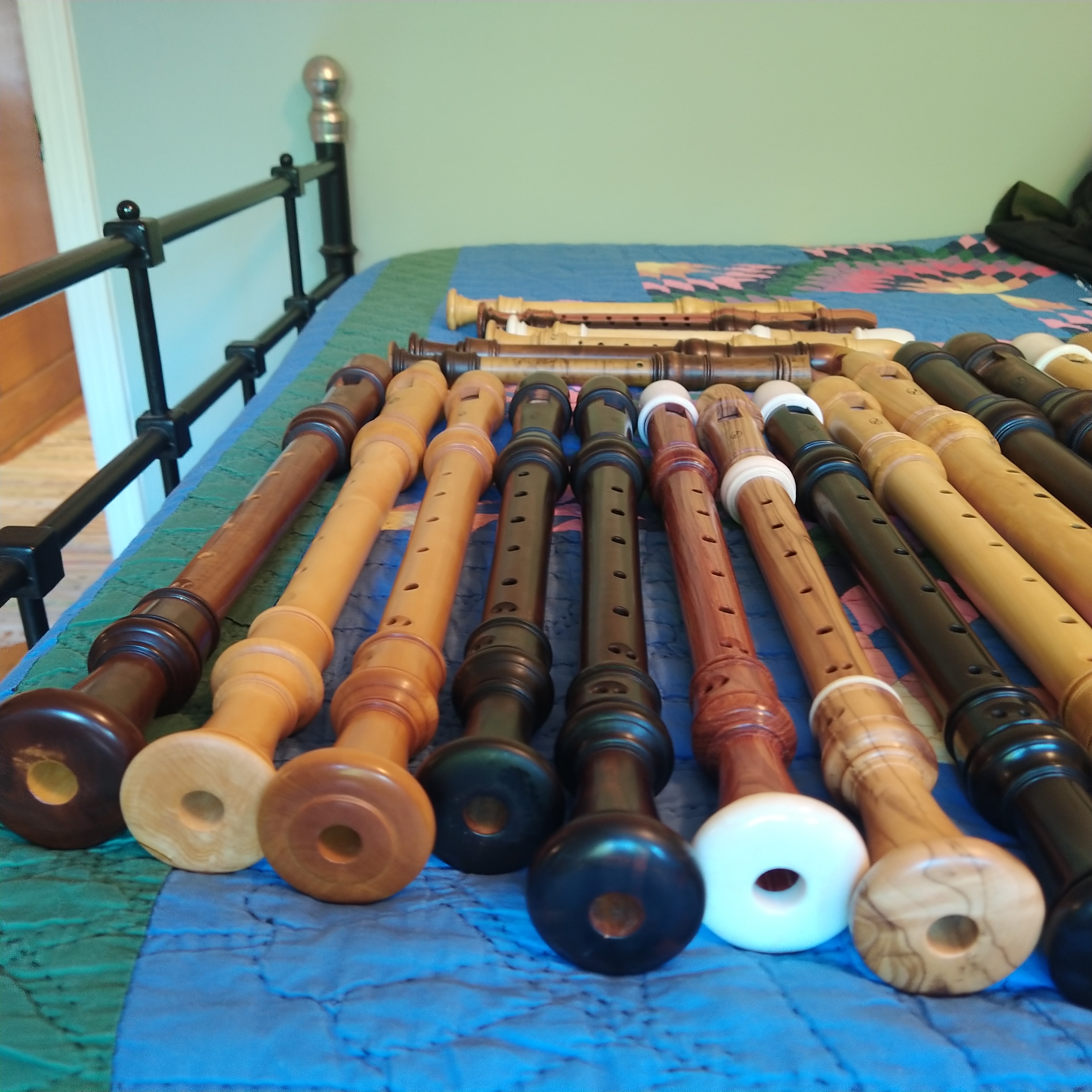Baroque recorders, variety of woods