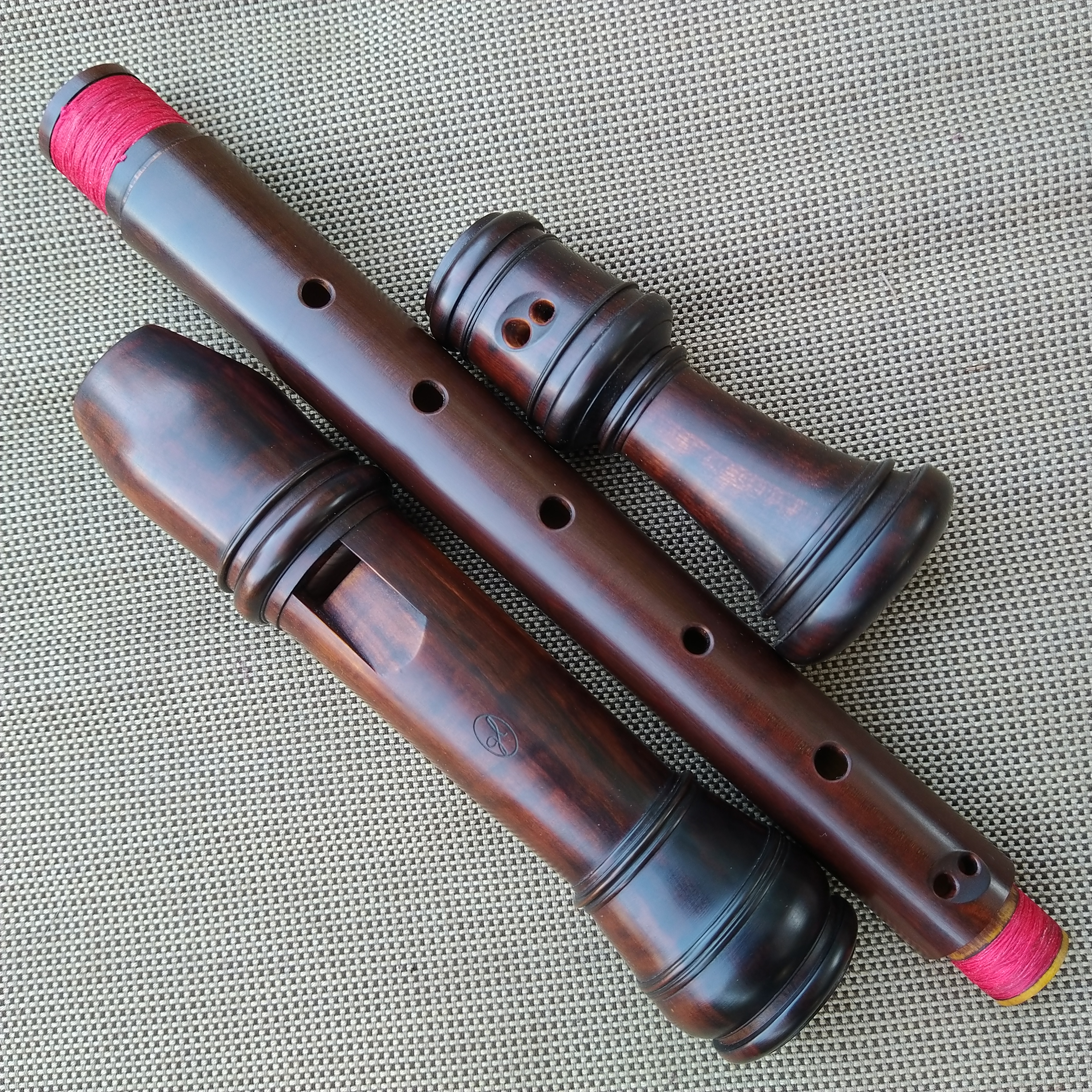 Baroque recorders in dark wood